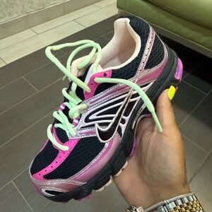 Stylish Women's Pink and Black Sneakers